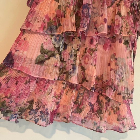 Free People ROCOCO SAND Tie-Side Tiered Floral Mini Dress NWT Medium JB - Picture 7 of 9